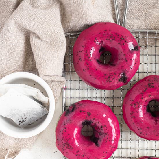 Baked Blueberry Glazed Donuts