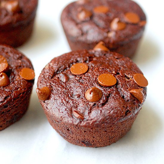 Vegan double chocolate chip muffins