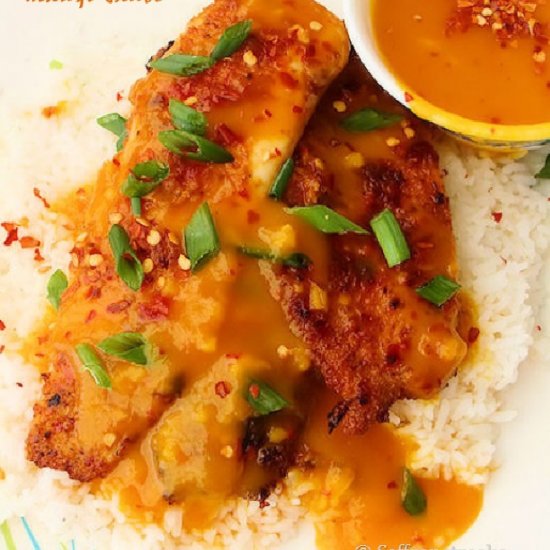 Herb Crusted Tilapia In Mango Sauce