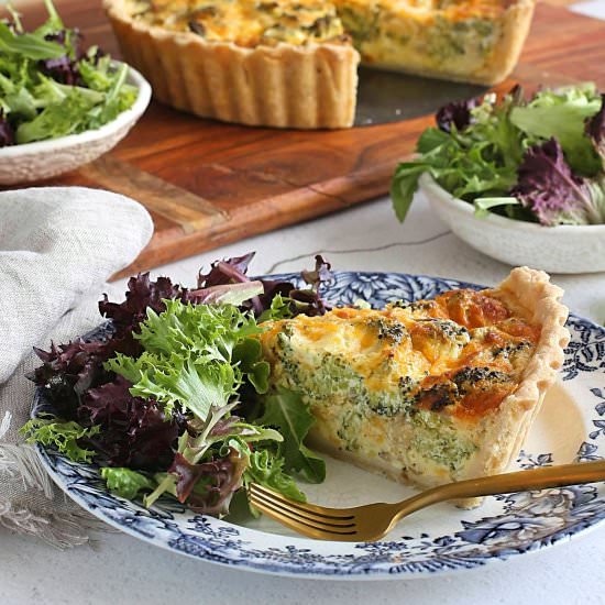 Deep Dish Broccoli Cheddar Quiche