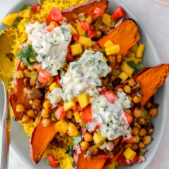 Masala Chickpea Sweet Potatoes