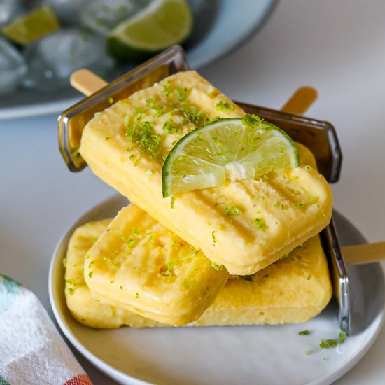 Mango Lime Greek Yogurt Popsicles