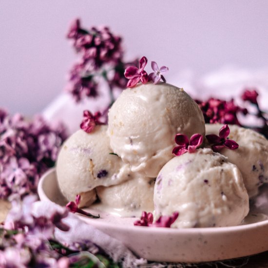 No-churn lilac ice cream