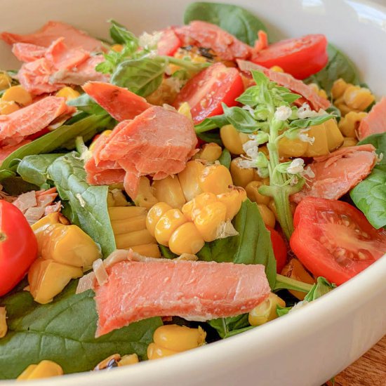 Salmon Salad With Corn & Heirlooms