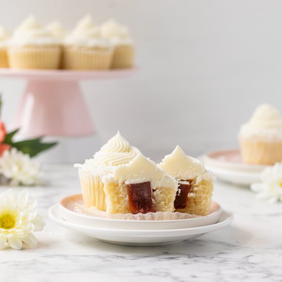 Guava Filled Coconut Cupcakes