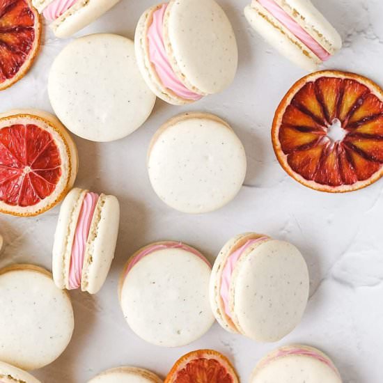 Cardamom and Blood Orange Macarons