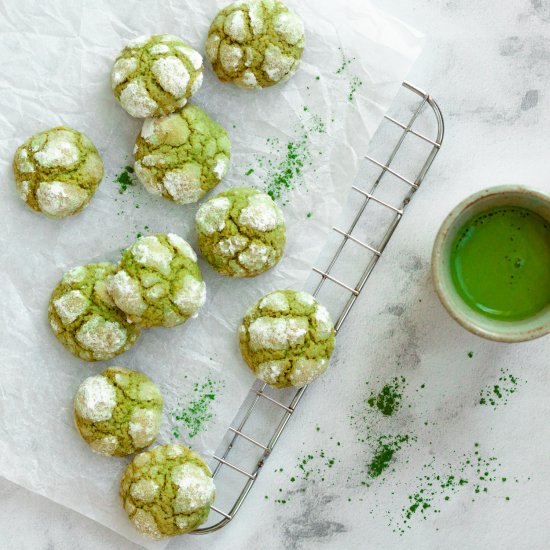 Matcha Crinkle Cookies