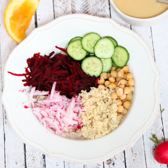 Tahini Beet Buddha Bowl With Quinoa