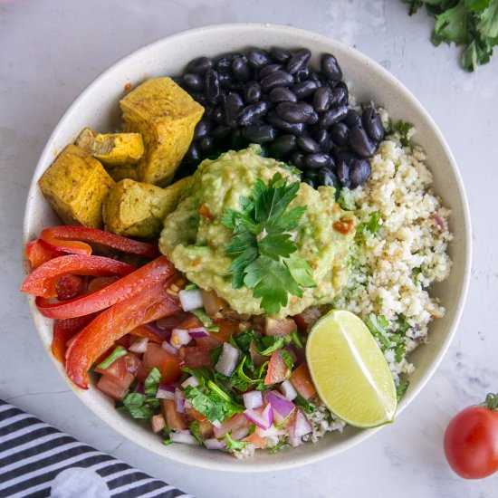 Keto Cauliflower Rice Burrito Bowl