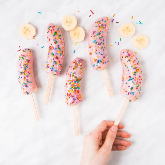 Pink Banana Pops