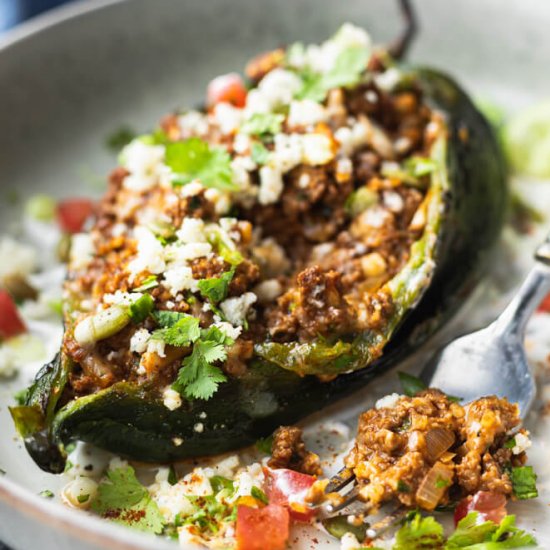 Mexican Stuffed Poblano Peppers