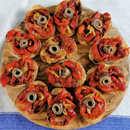 ROASTED RED PEPPERS WITH ANCHOVIES