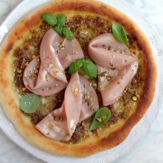 Mortadella and Pistachio Pizza