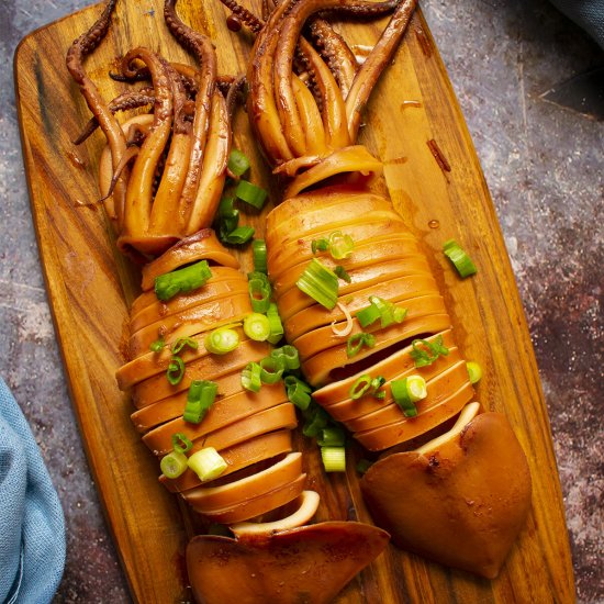 Braised Whole Squid Shanghai style