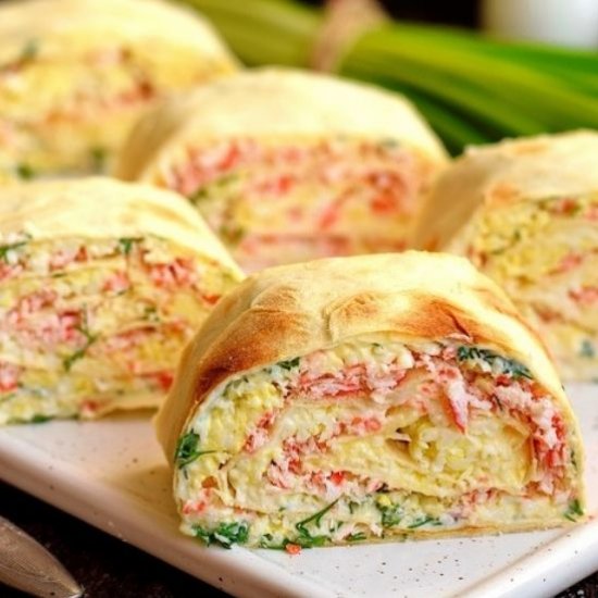 Cheesy Pinwheels with Crabmeat