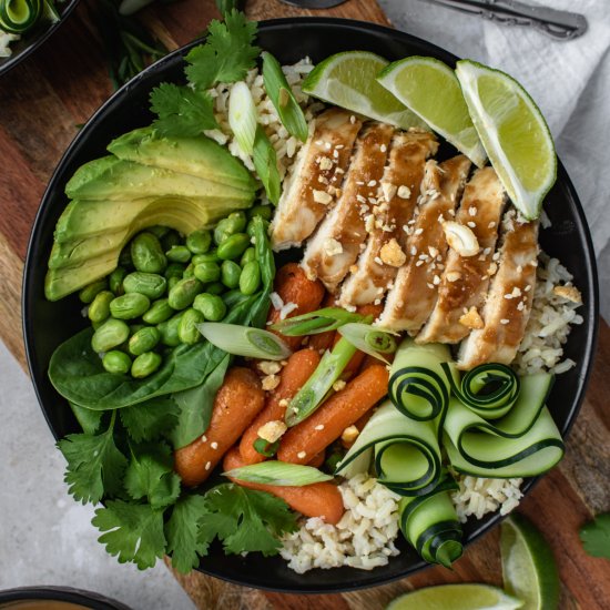 Healthy Peanut Chicken Buddha Bowl