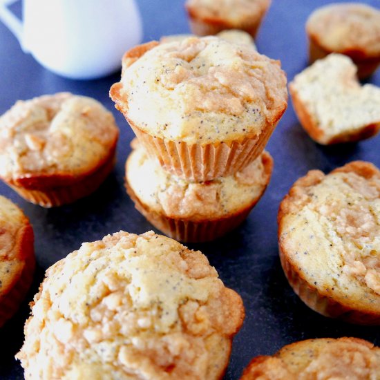 Almond Poppyseed Muffins w/ Streusel