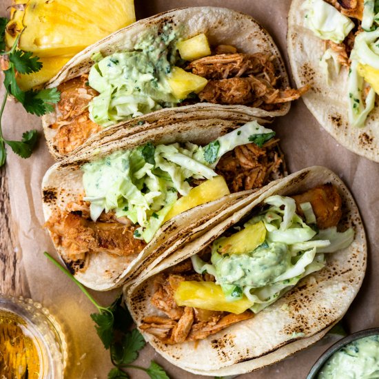 Hawaiian Beer Braised Chicken Tacos