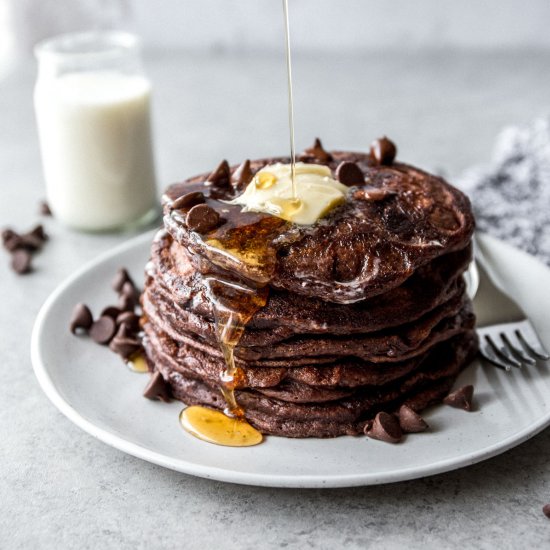 Double Chocolate Wheat Pancakes