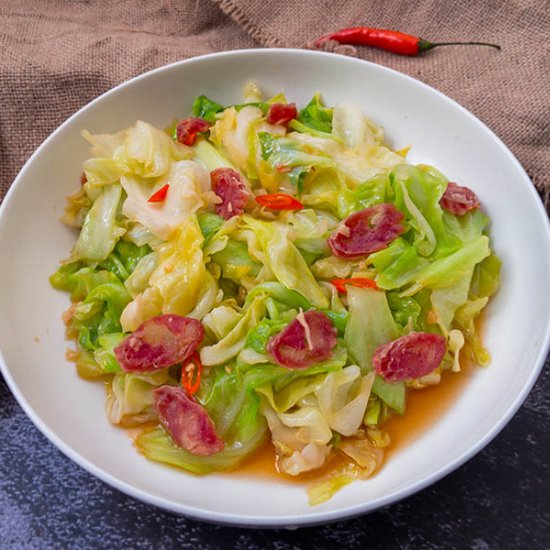 Chinese Sausage & Cabbage Stir-fry