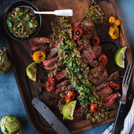 Skirt Steak + Tomatillo Chimichurri