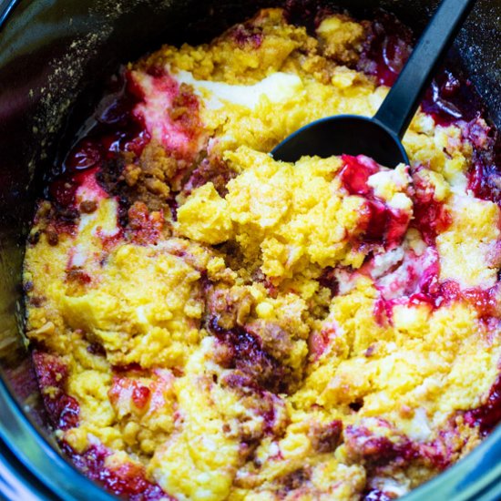 Crockpot Cherries & Cream Dump Cake