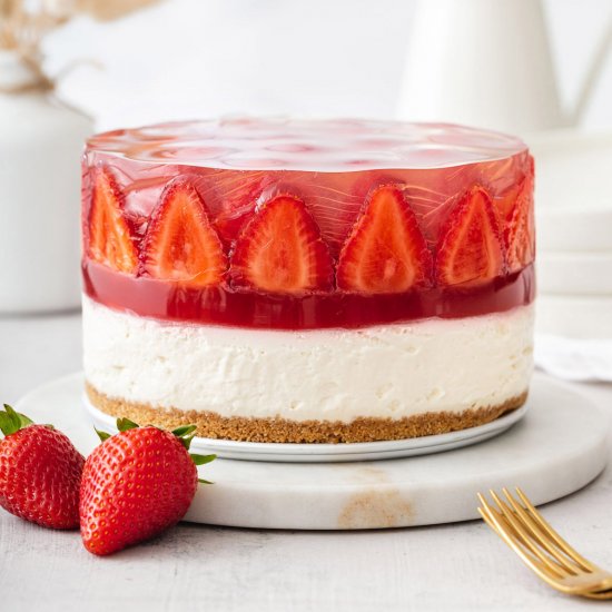 Strawberry Jelly Cheesecake-No Bake