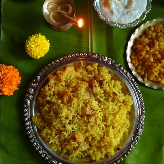 Indian saffron sweet rice pilaf