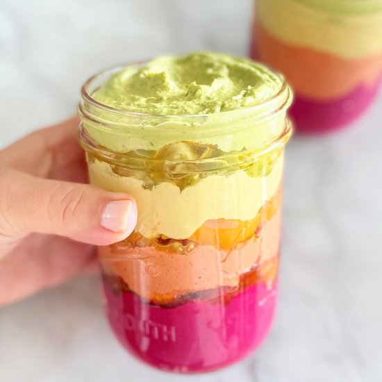 four-layer hummus jars