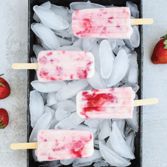 Strawberry Greek Yogurt Popsicles