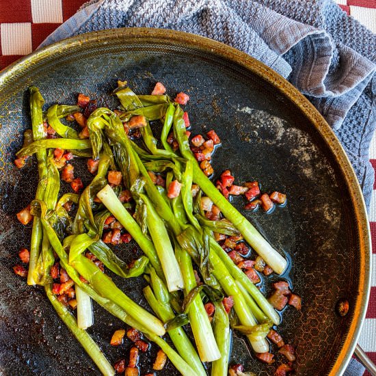 Braised Green Onions With Pancetta