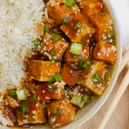 Sticky Orange Tofu – Vegan