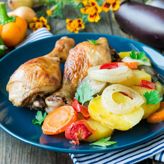 Crispy Roast Chicken with Vegetable