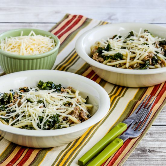 Low-Carb Pasta w. Sausage and Kale