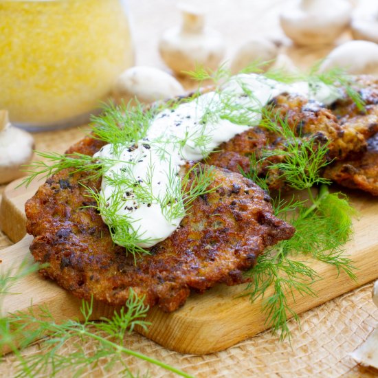 Mushroom and polenta fritters