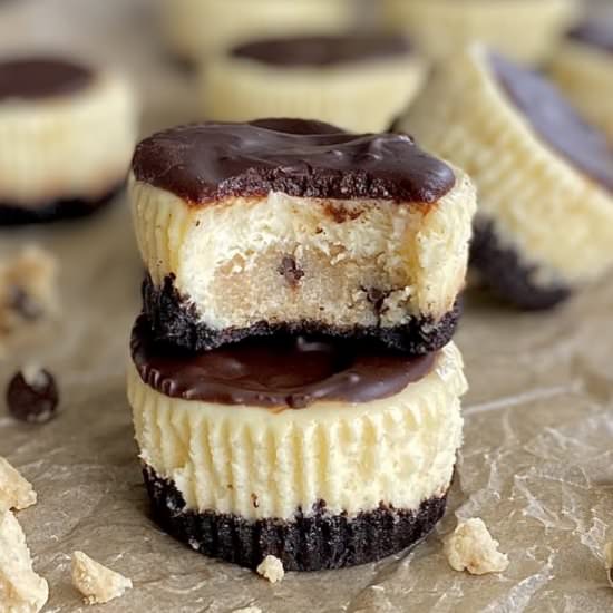 Cookie Dough Stuffed Cheesecakes