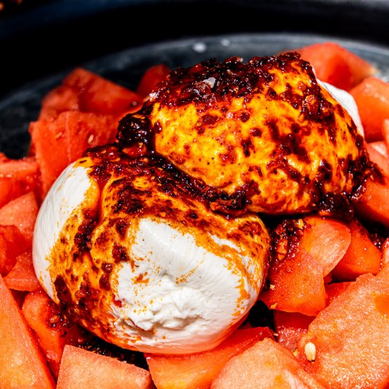 Watermelon + Burrata w/ Chili Crisp