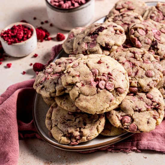 Raspberry + Ruby Chocolate Cookies