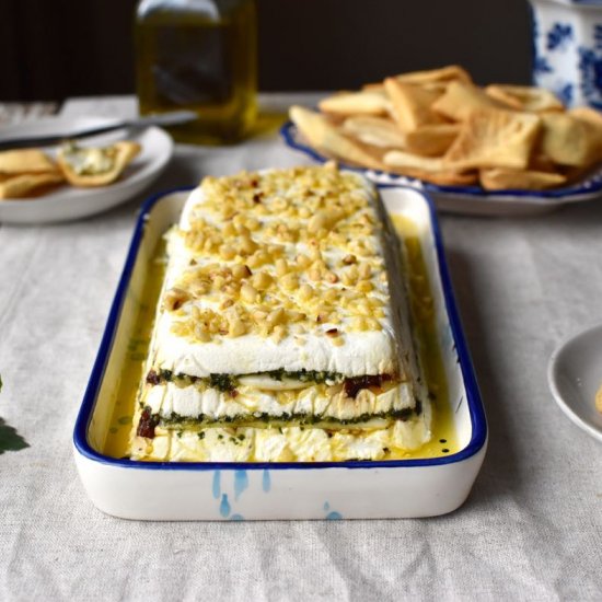 Pesto sundried tomato cheese torta