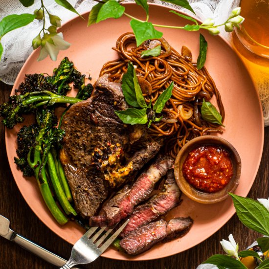 Seared Ribeye w Chili Crisp Butter