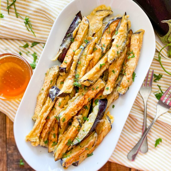 Spanish Eggplant Fries with Honey