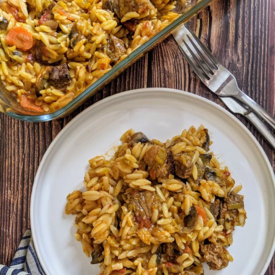 Beef and Orzo Pasta Casserole