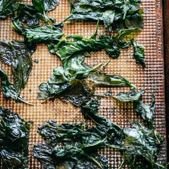 Crispy Baked Radish Greens Chips