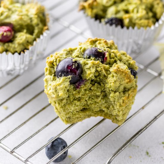 Blueberry Lemon Matcha Muffins