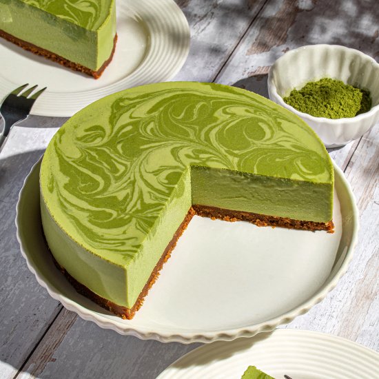 Easy No-Bake Matcha Tofu Cheesecake