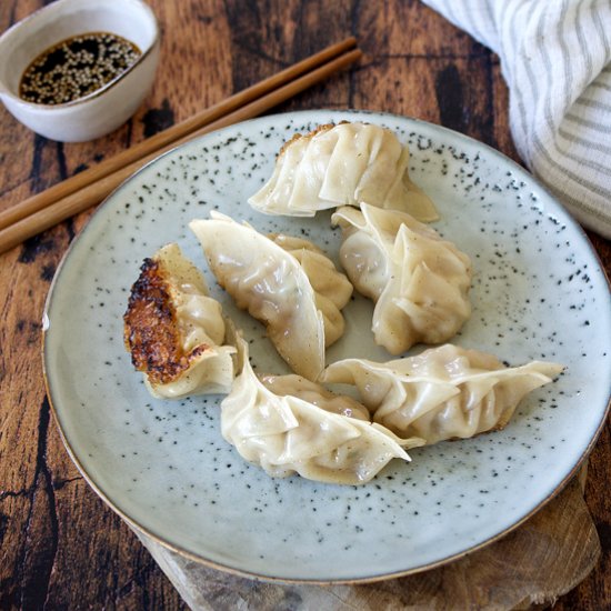 Homemade pork gyoza