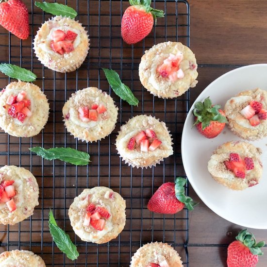 Strawberry Rhubarb Cream Cheese Muffins