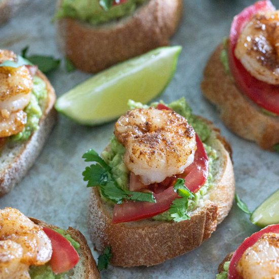 Shrimp and Avocado Crostini