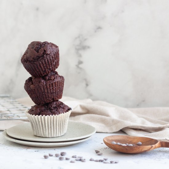 Eggless Double Chocolate Muffins