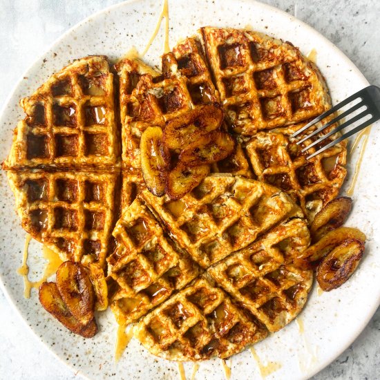 Banana Chicken Waffles with Honey